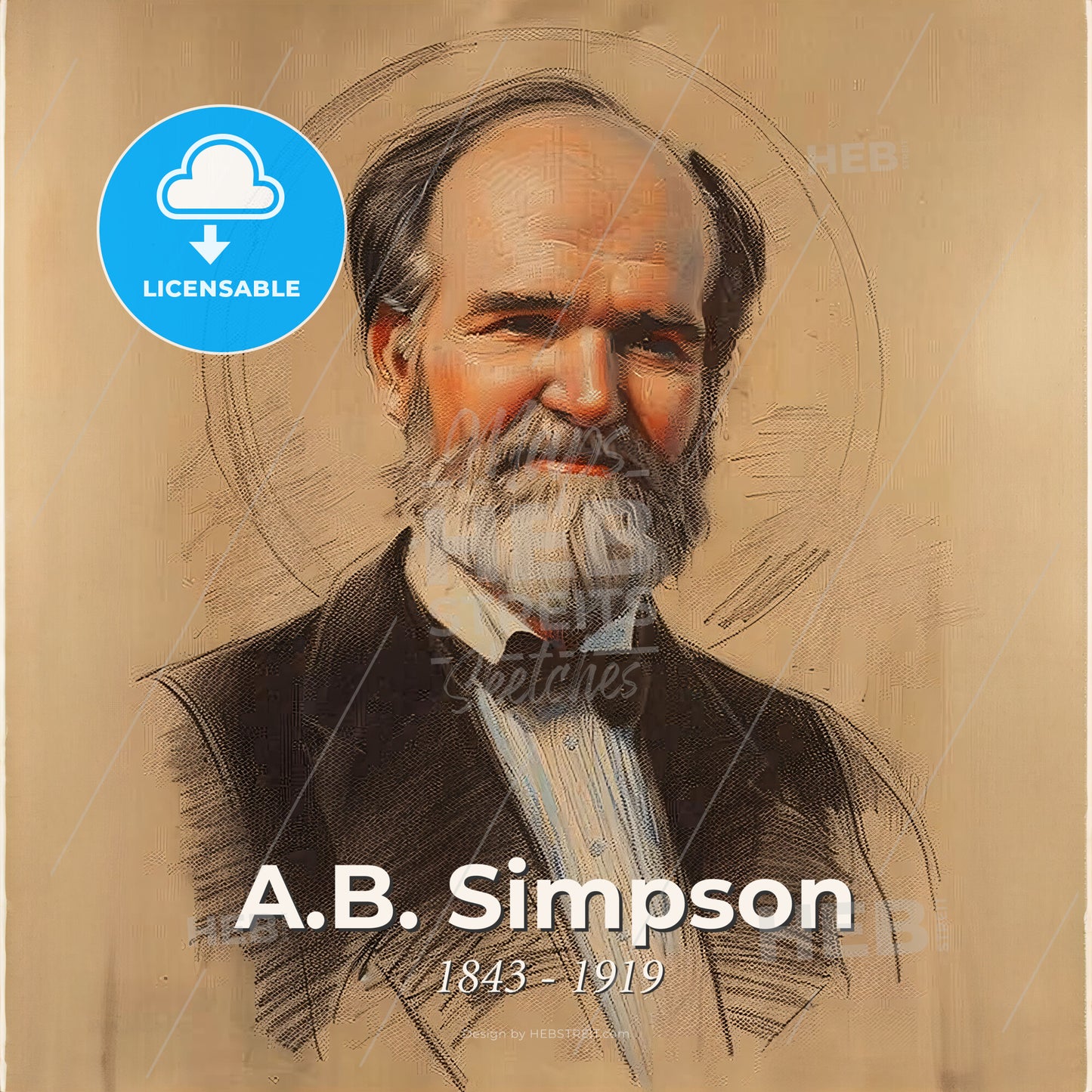 A.B. Simpson, 1843 - 1919, Canadian-American preacher - A Drawing Of A Man Print Template