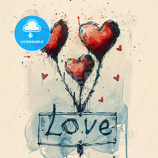 A Drawing Of Hearts And A Sign