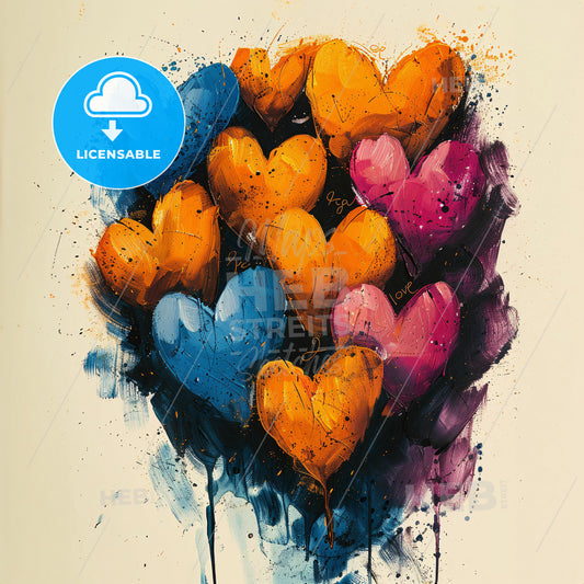 A Group Of Colorful Hearts