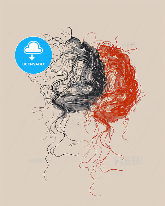 Brainwave: Beige, Grey, Black and Orange - A drawing of a brain