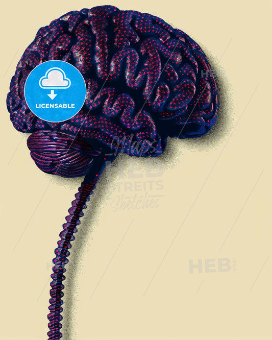 Mind On Display: Unconventional Art, Bold Lines - A blue and red brain