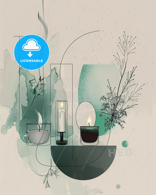 Spa Bliss: Calming Harmony in Line and Color - A group of candles on a table