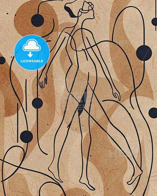 Minimalist Cloudwalker: Lines in Motion - A drawing of a woman