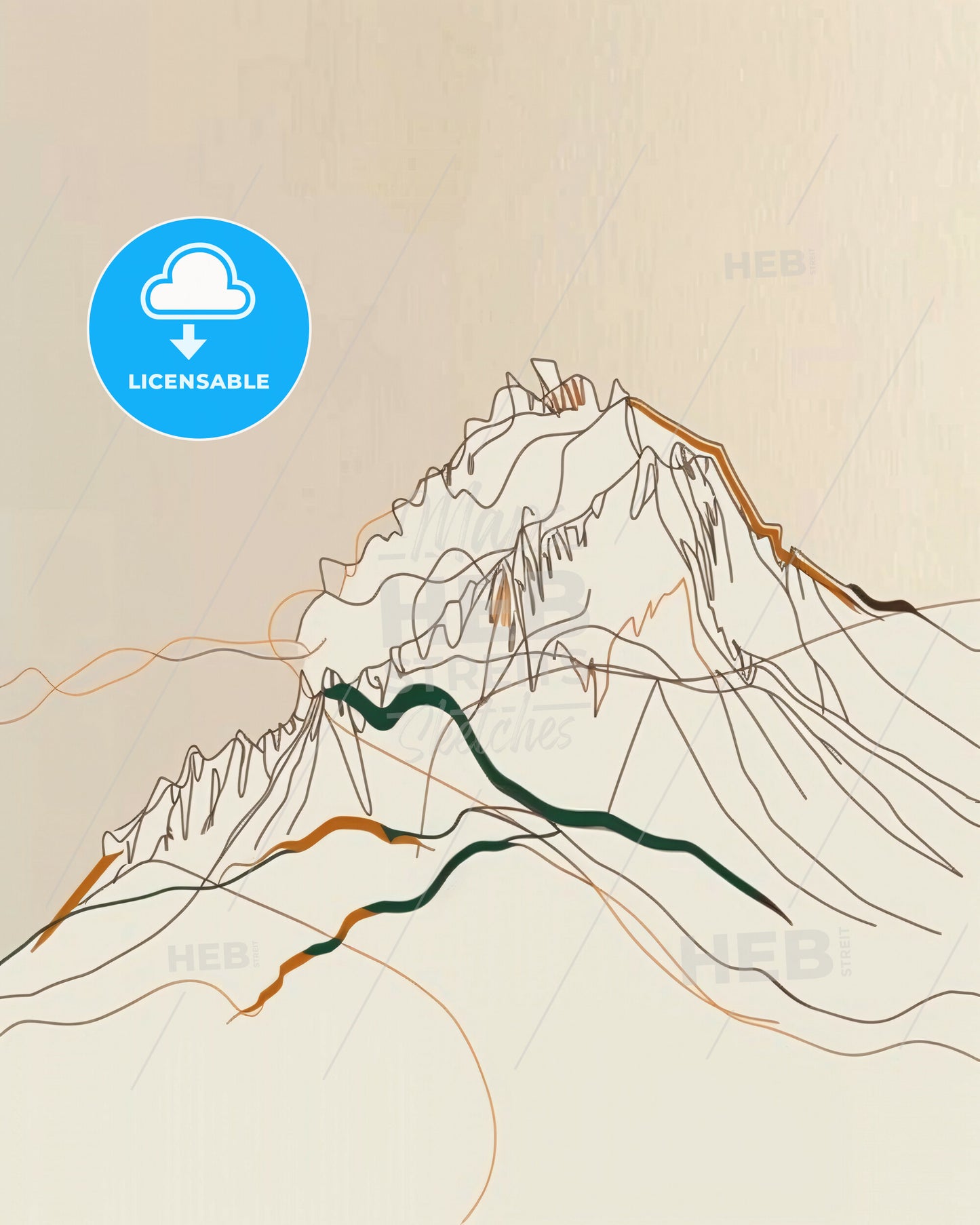 Mountain Peak Panorama: Bold Strokes, Breathtaking Views - A drawing of a mountain