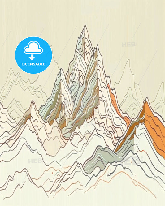 Majestic Peak Views: Panoramic Mountain Poster - A mountain range with orange and white lines