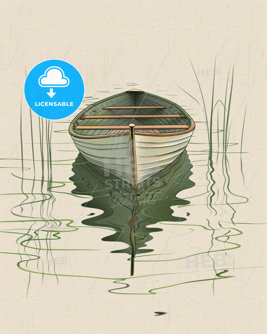 Tranquil Waters: Serene Boater's Dream - A boat on the water