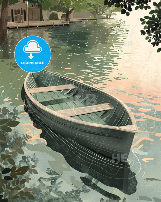 Serene Boat Ride on Tranquil Waters - A boat in the water