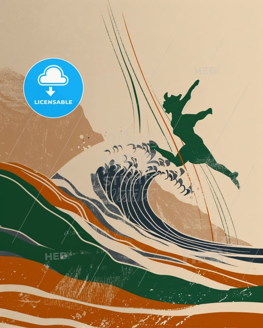 Beachline Simplicity: Waves, Sands, and Soul - A person jumping over a wave