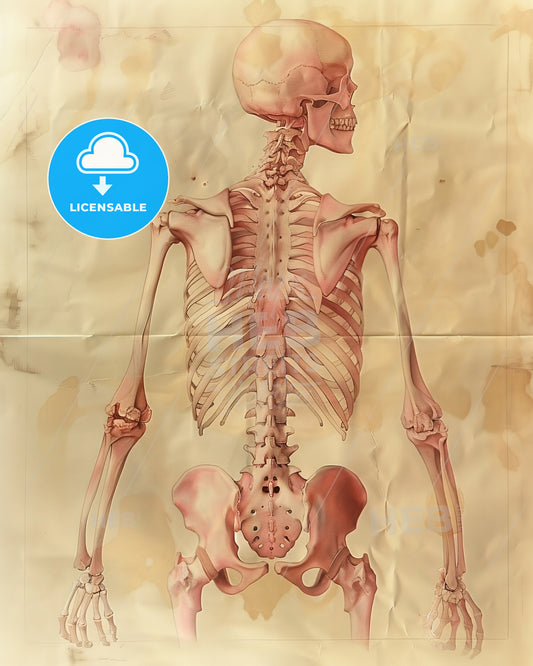 Anatomical Sketch on Beige - A skeleton on a paper