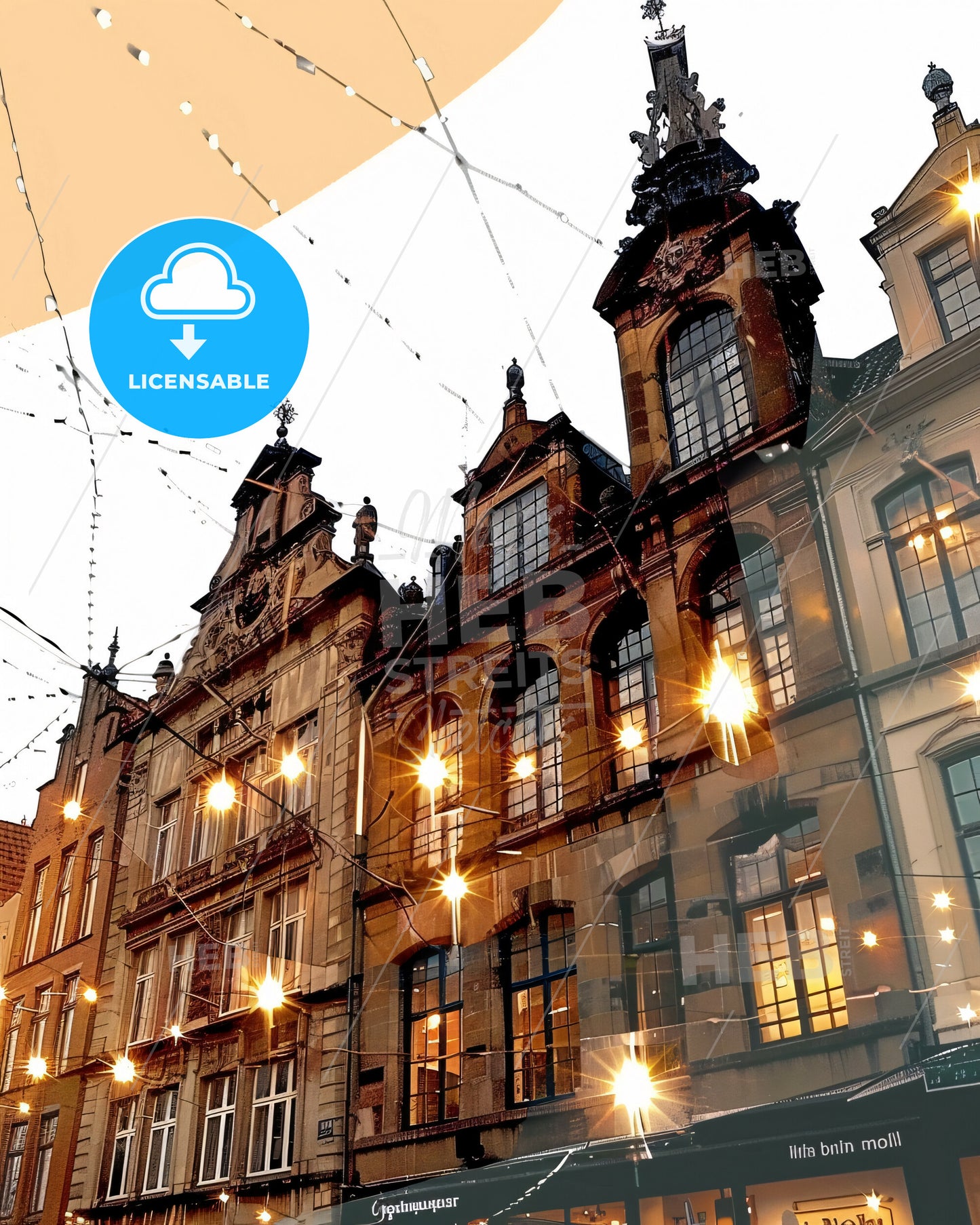 Aalborg Skyline City Composite Art Poster - A building with lights on it