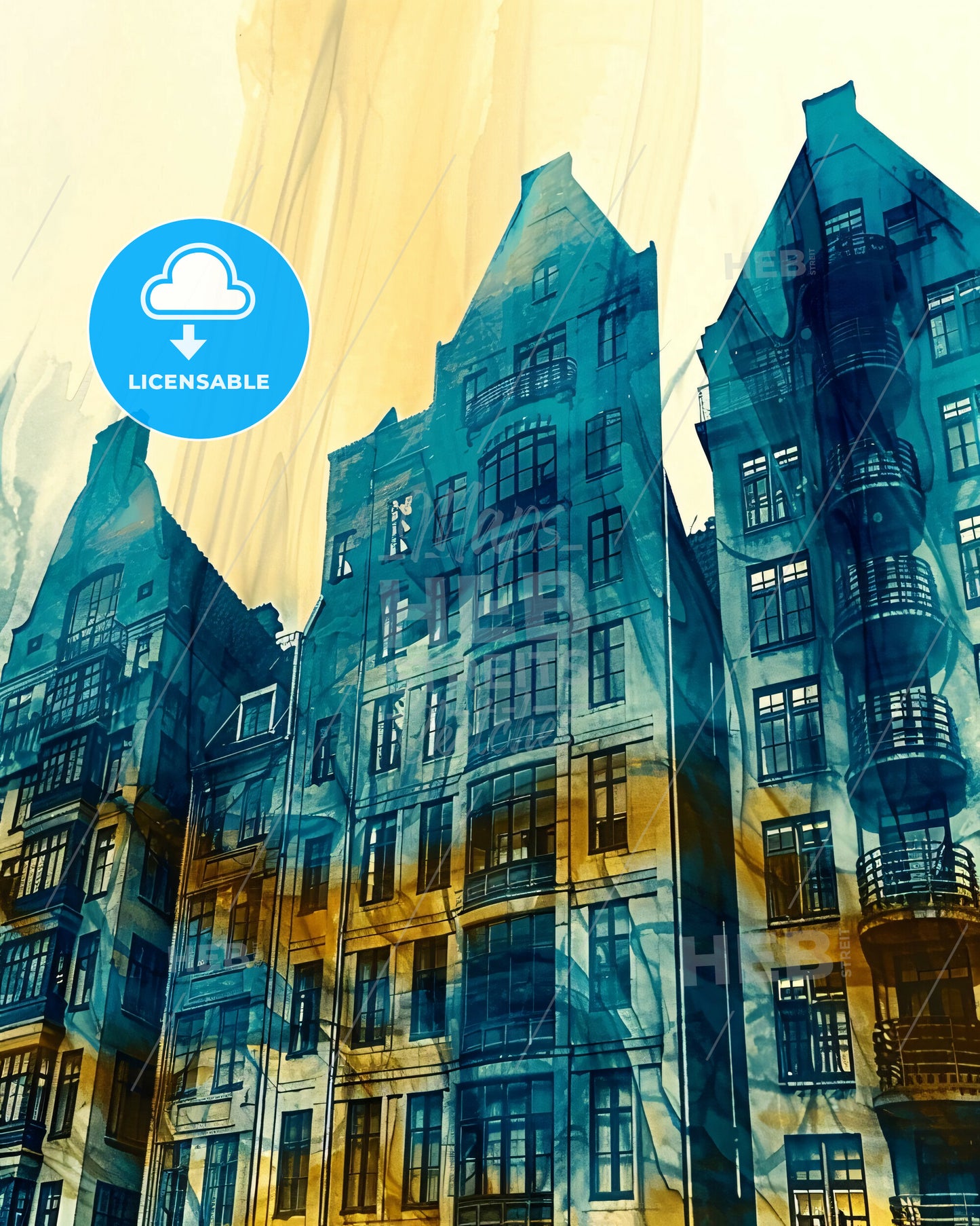 Aarhus Skyline Composite Art Vibrant Bright Poster - A building with many windows