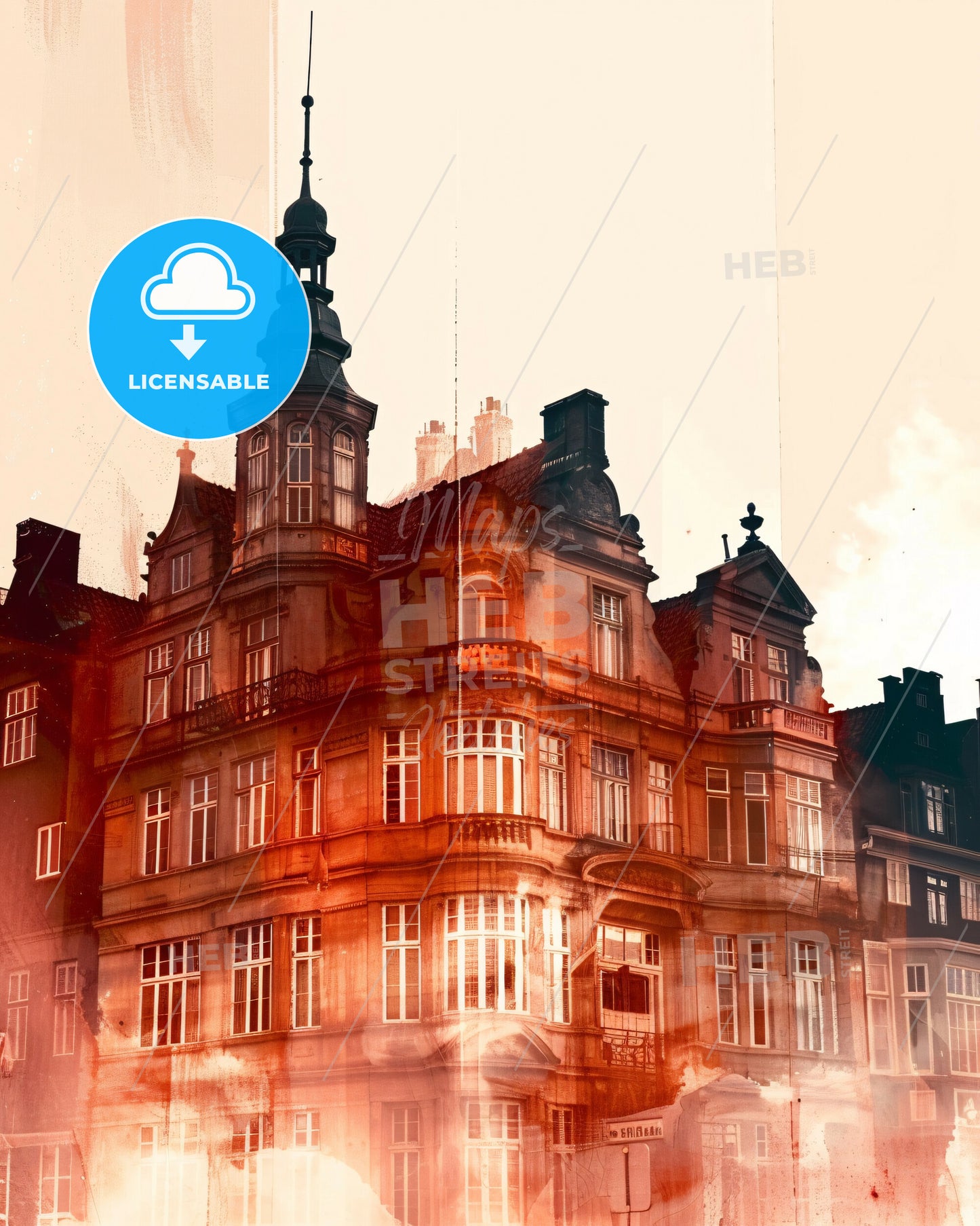 Aarhus: Blistering City Skyline Silhouette - A building with a tower