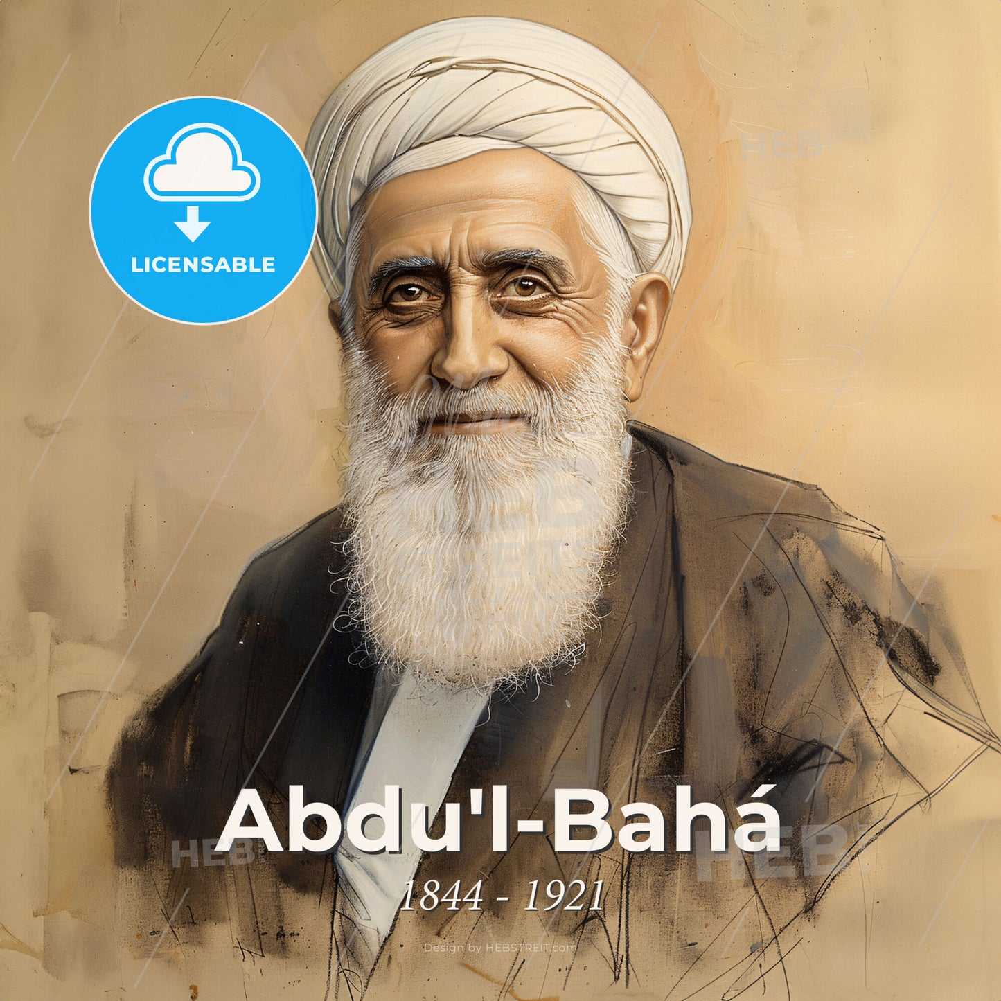 Abdu'l-Bahá, 1844 - 1921, Persian religious leader - A Portrait Of A Man With A White Beard Print Template