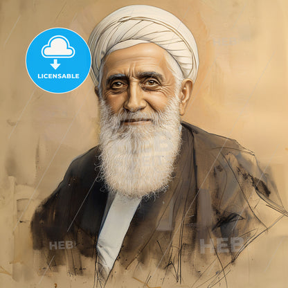 Abdu'l-Bahá, 1844 - 1921, Persian religious leader - A Portrait Of A Man With A White Beard