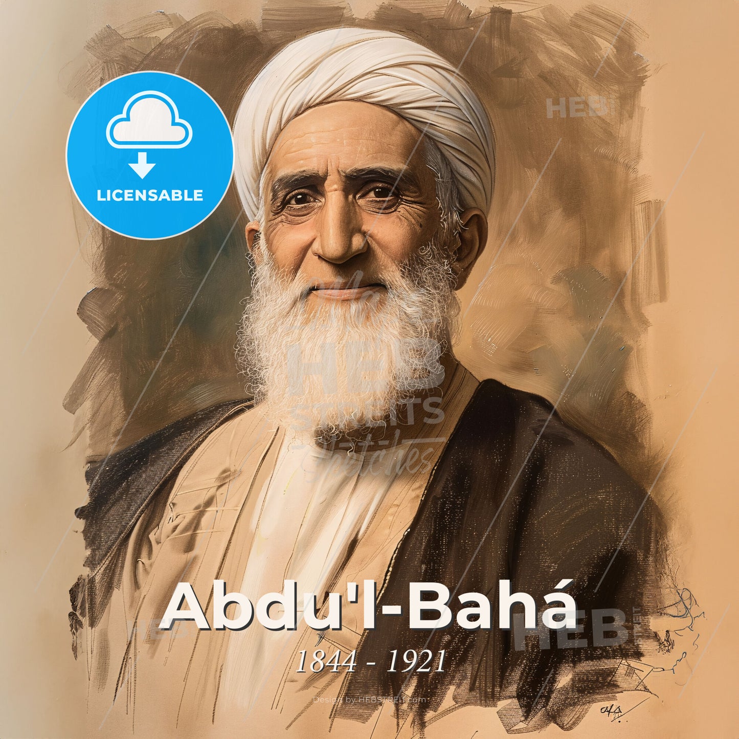 Abdu'l-Bahá, 1844 - 1921, Persian religious leader - A Man With A White Beard And Turban Print Template