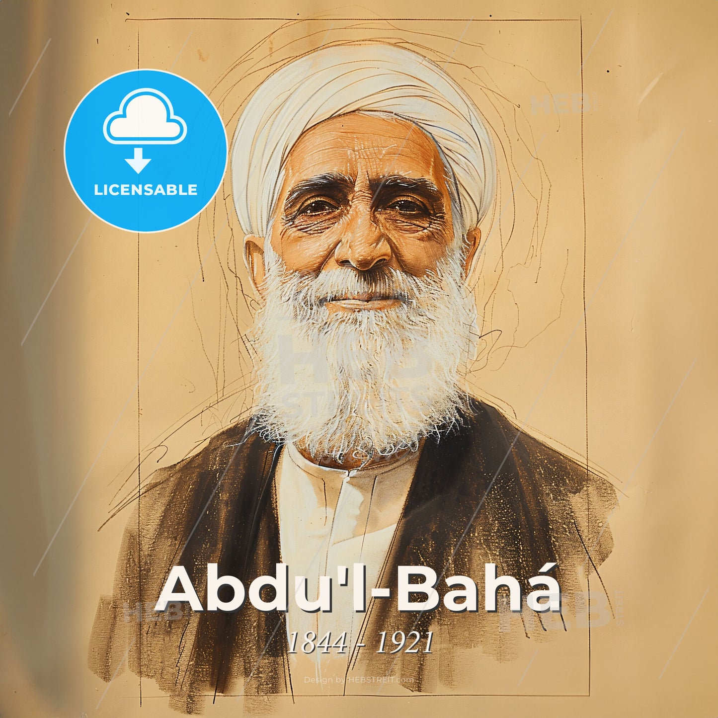 Abdu'l-Bahá, 1844 - 1921, Persian religious leader - A Portrait Of A Man With A White Beard Print Template