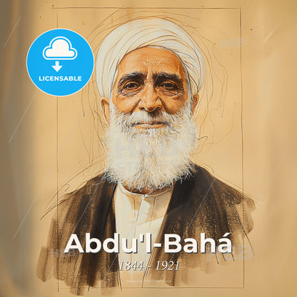 Abdu'l-Bahá, 1844 - 1921, Persian religious leader - A Portrait Of A Man With A White Beard Print Template