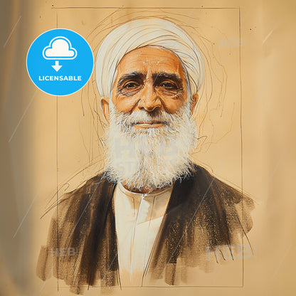 Abdu'l-Bahá, 1844 - 1921, Persian religious leader - A Portrait Of A Man With A White Beard