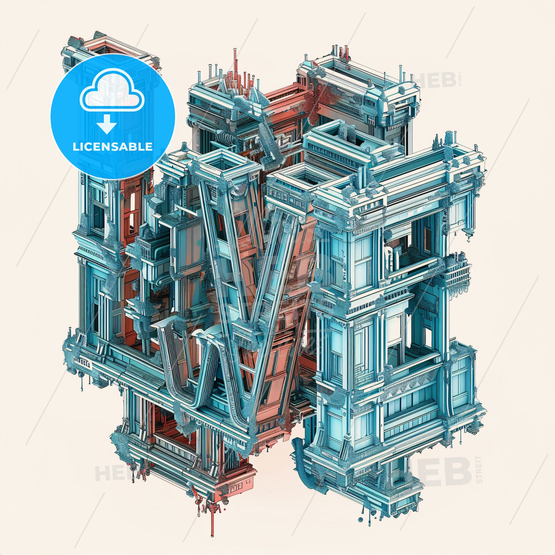 A Blue And Red Letter W