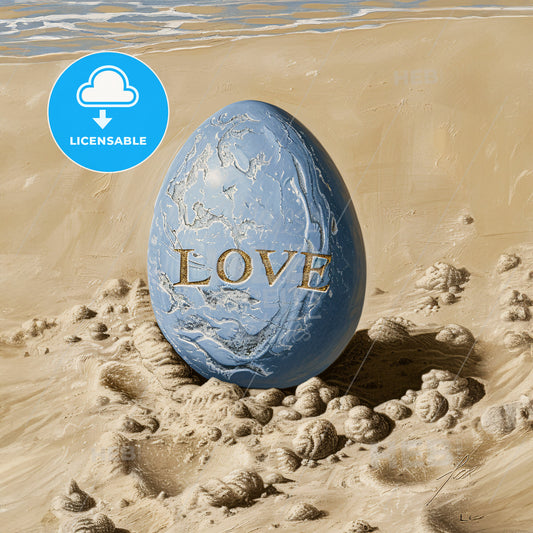 A Blue Egg With A Word On It