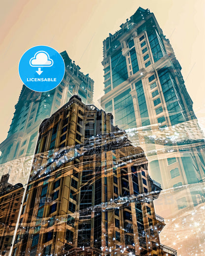 Abu Dhabi City Skyline Art Print - A multiple exposure of a city