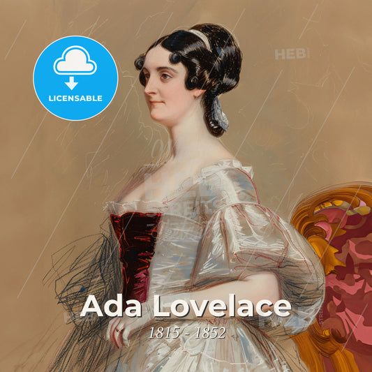 Ada Lovelace, 1815 - 1852, British mathematician and writer - A Painting Of A Woman In A White Dress Print Template