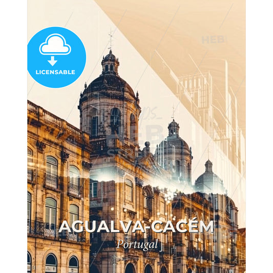 Agualva-Cacém Skyline Sparkles - A building with a dome shaped roof - Square format print template