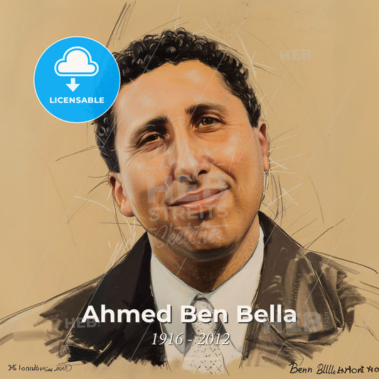 Ahmed Ben Bella, 1916 - 2012, Algerian independence leader - A Man In A Suit And Tie Print Template