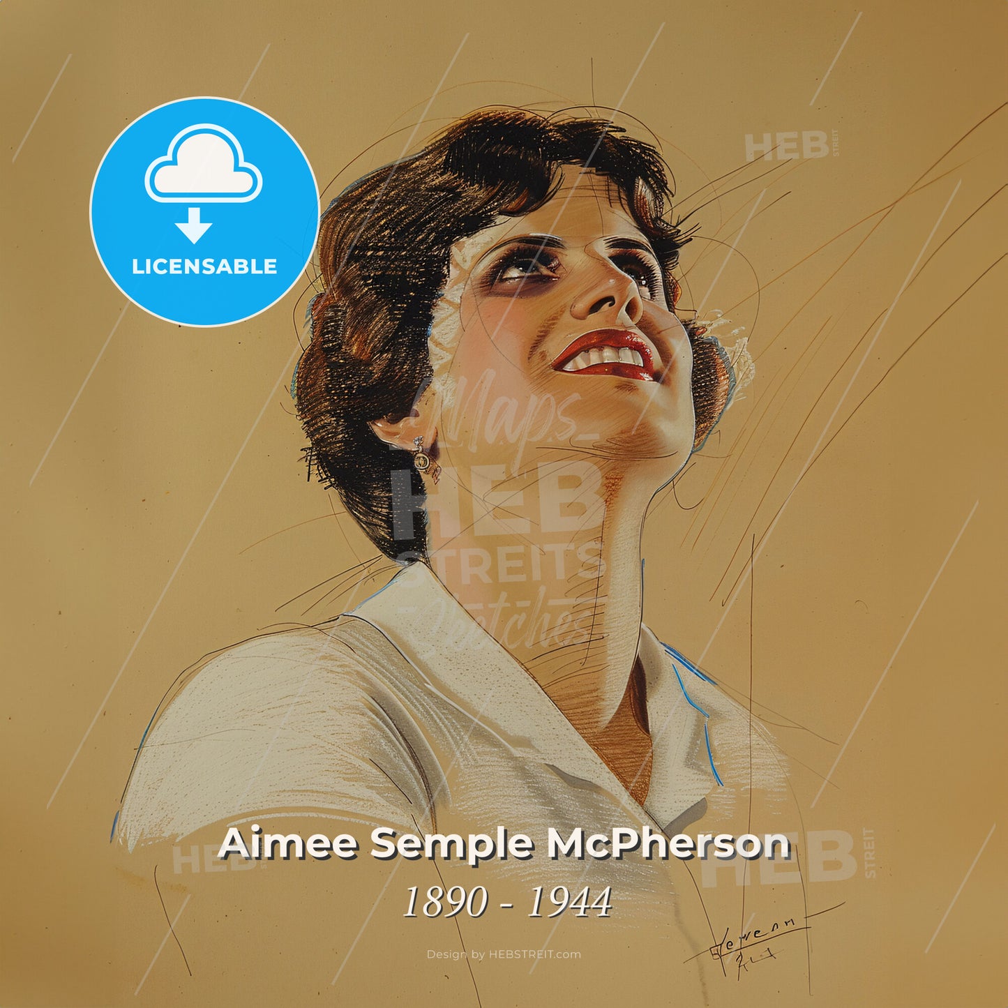 Aimee Semple McPherson, 1890 - 1944, American evangelist - A Drawing Of A Woman Print Template