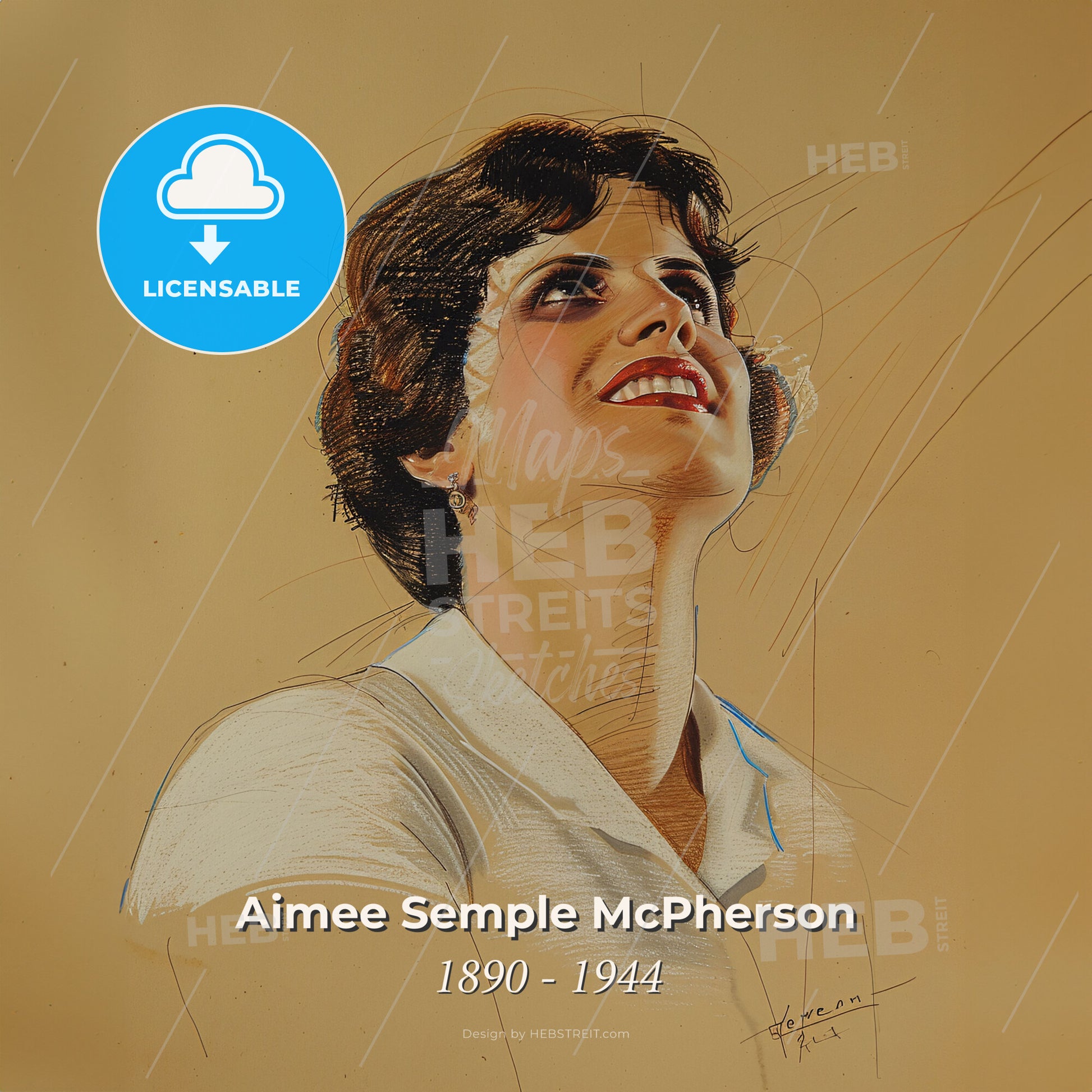 Aimee Semple McPherson, 1890 - 1944, American evangelist - A Drawing Of A Woman Print Template