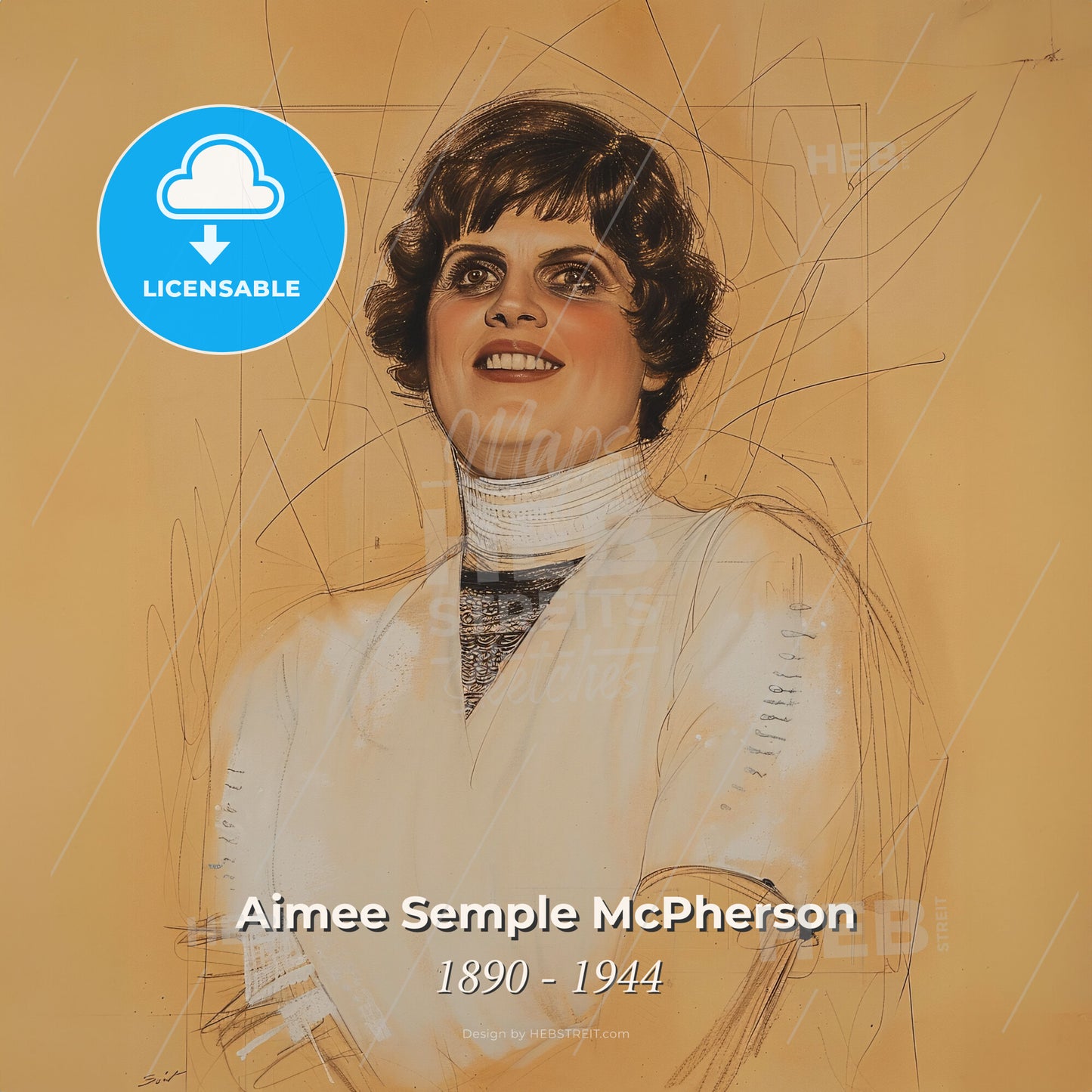 Aimee Semple McPherson, 1890 - 1944, American evangelist - A Drawing Of A Woman Print Template