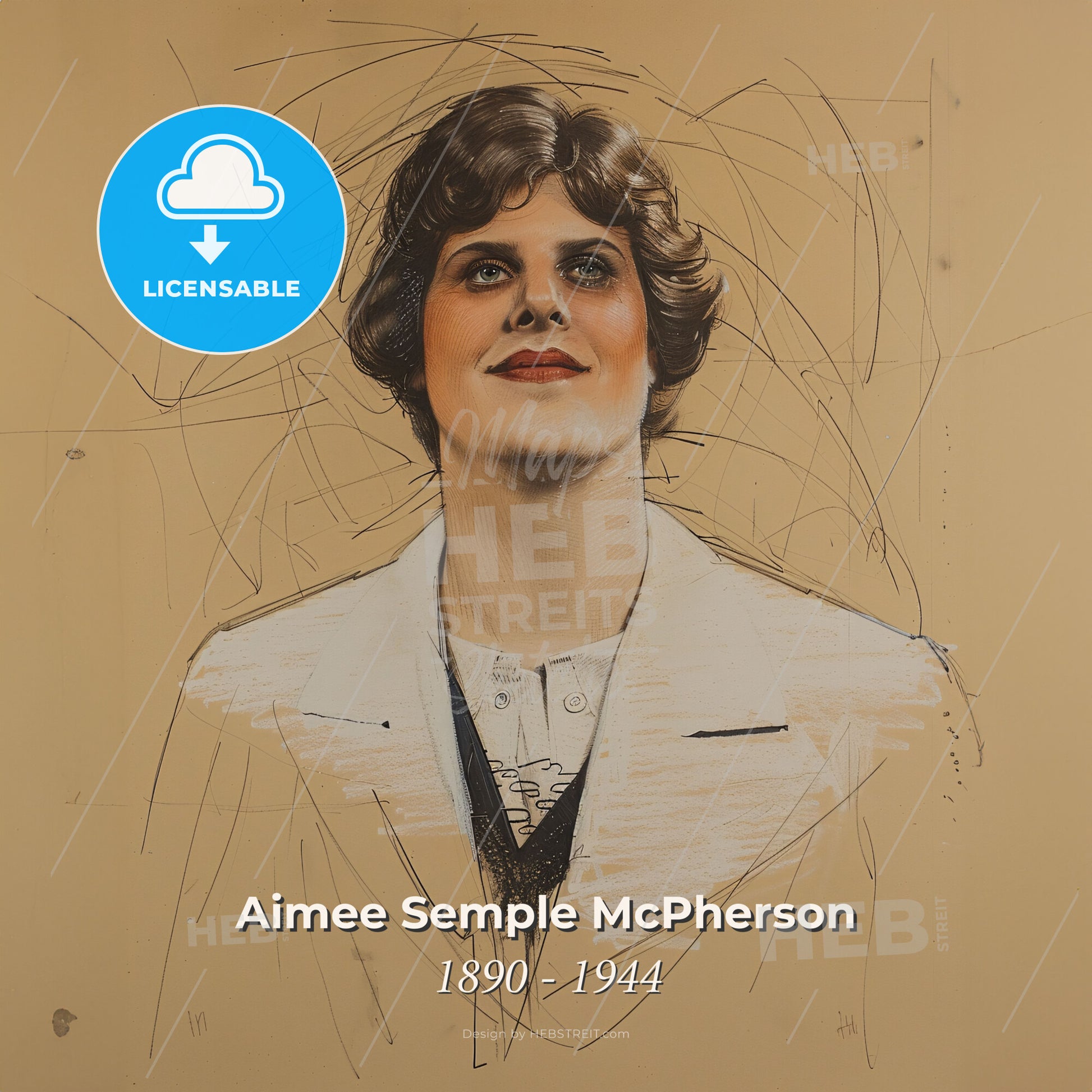 Aimee Semple McPherson, 1890 - 1944, American evangelist - A Drawing Of A Woman Print Template