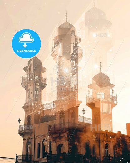 Ajman Skyline Art Poster: Vibrant Cityscape, Local Essence - A double exposure of a building