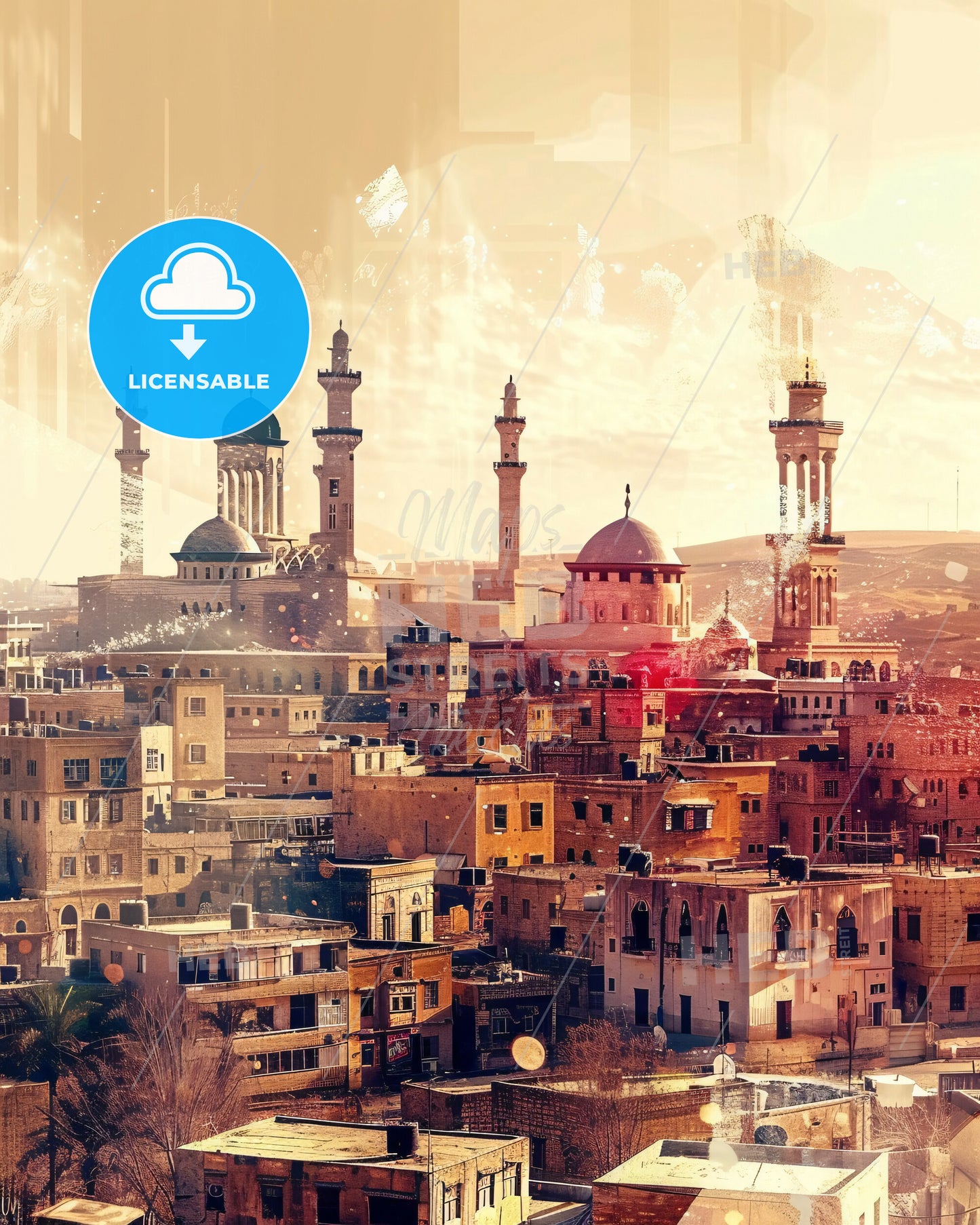 Al-Hasakah Monumental Cityscape Poster Art - A city with many buildings