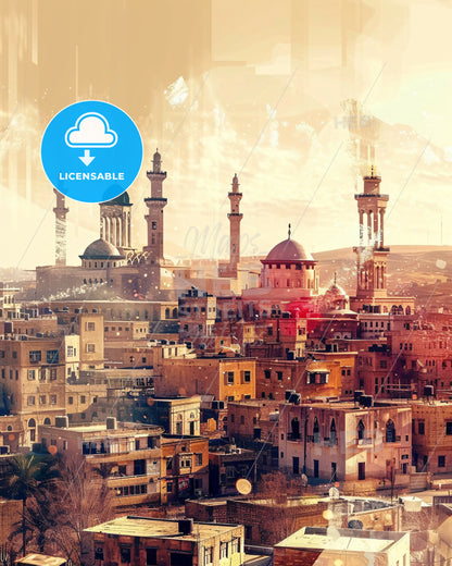 Al-Hasakah Monumental Cityscape Poster Art - A city with many buildings