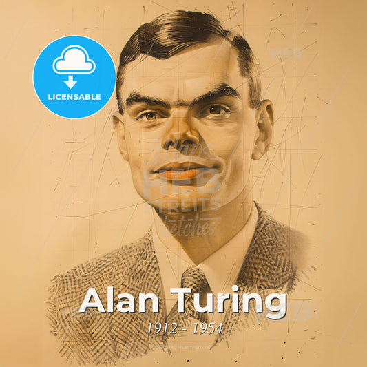 Alan Turing, 1912 - 1954, British mathematician - A Drawing Of A Man Print Template