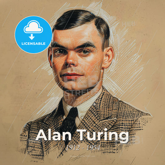 Alan Turing, 1912 - 1954, British mathematician - A Drawing Of A Man Print Template