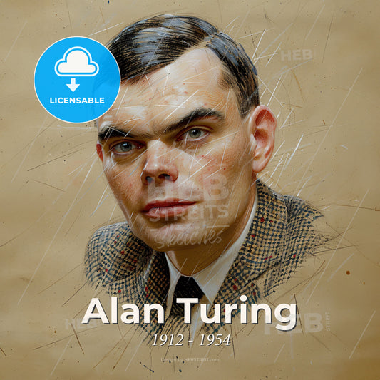 Alan Turing, 1912 - 1954, British mathematician - A Man With A Broken Glass Face Print Template