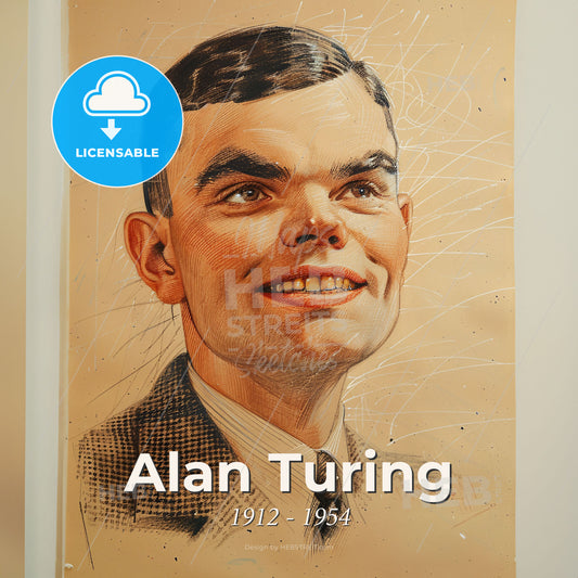 Alan Turing, 1912 - 1954, British mathematician - A Drawing Of A Man Print Template