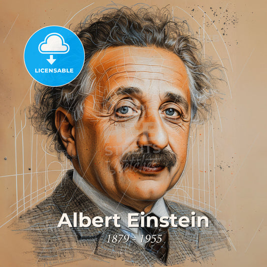 Albert Einstein, 1879 - 1955, German physicist - A Man With A Mustache And A Mustache Print Template