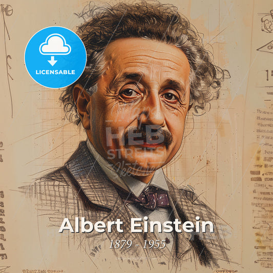 Albert Einstein, 1879 - 1955, German physicist - A Portrait Of A Man Print Template
