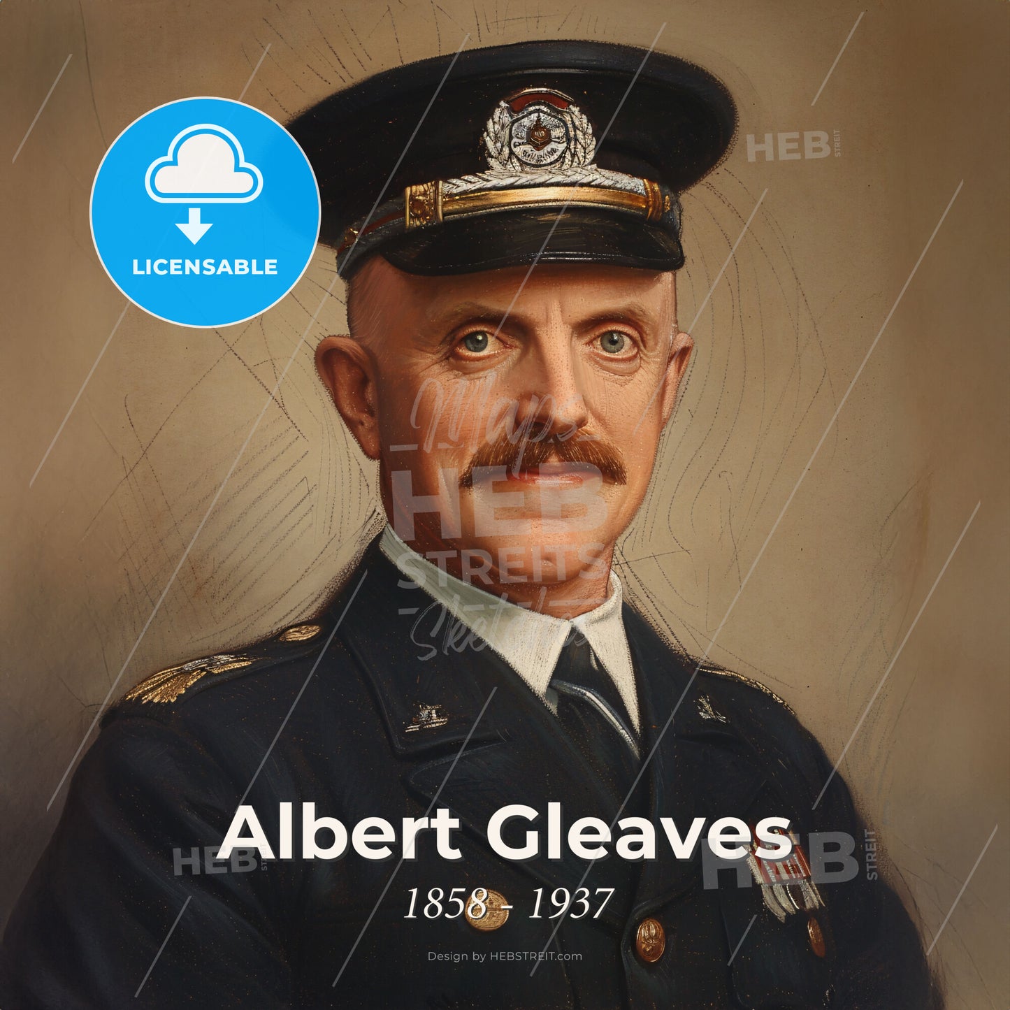 Albert Gleaves, 1858 - 1937, American Admiral - A Man In A Uniform Print Template