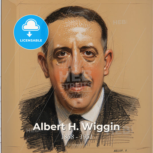 Albert H. Wiggin, 1868 - 1951, American banker - A Man With A Mustache Print Template