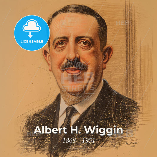 Albert H. Wiggin, 1868 - 1951, American banker - A Man With A Mustache Wearing A Suit And Tie Print Template
