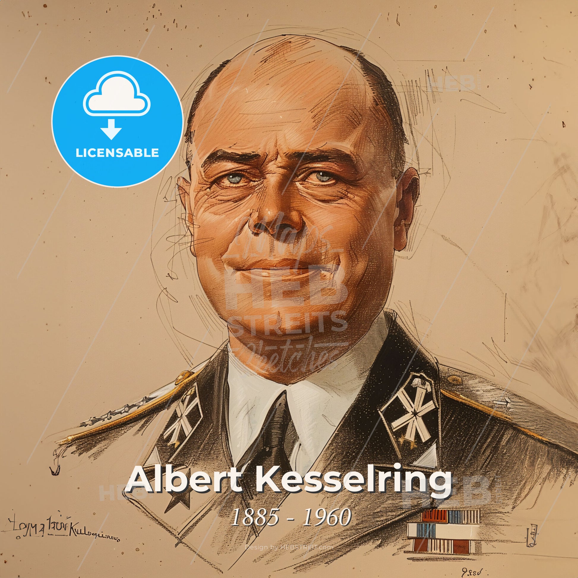 Albert Kesselring, 1885 - 1960, German Field Marshal - A Portrait Of A Man In Military Uniform Print Template