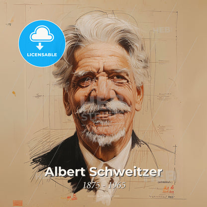 Albert Schweitzer, 1875 - 1965, German theologian and missionary - A Man With A Mustache And Beard Print Template