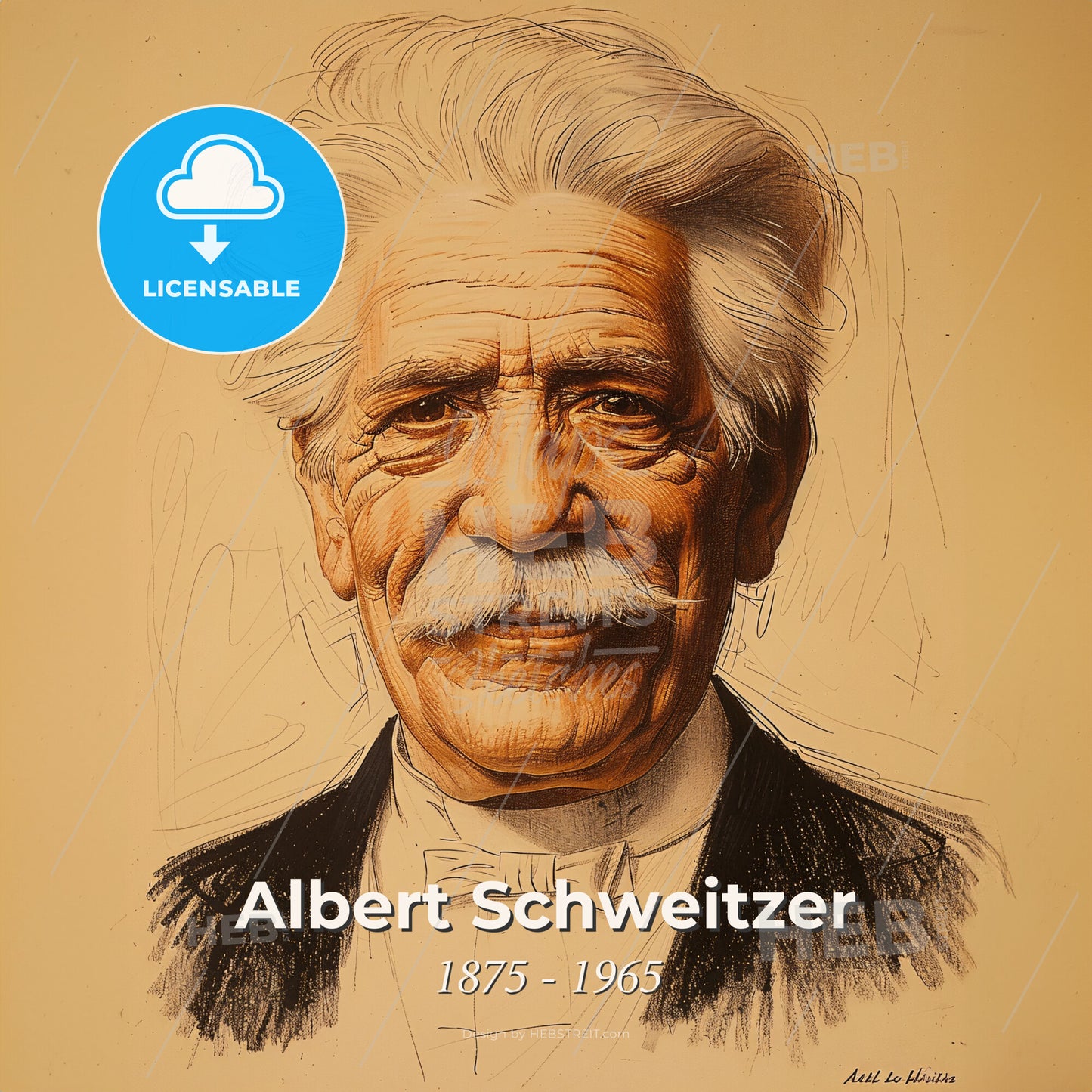 Albert Schweitzer, 1875 - 1965, German theologian and missionary - A Portrait Of A Man Print Template