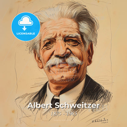 Albert Schweitzer, 1875 - 1965, German theologian and missionary - A Portrait Of A Man Print Template