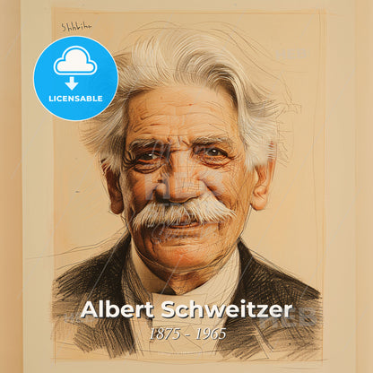 Albert Schweitzer, 1875 - 1965, German theologian and missionary - A Portrait Of A Man Print Template