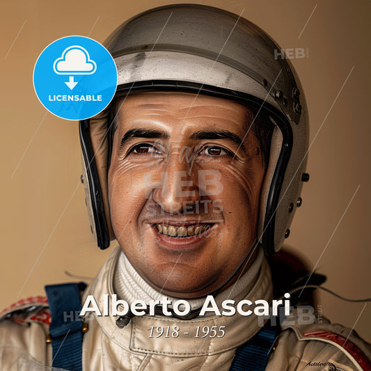 Alberto Ascari, 1918 - 1955, Italian racing driver - A Man Wearing A Helmet Print Template